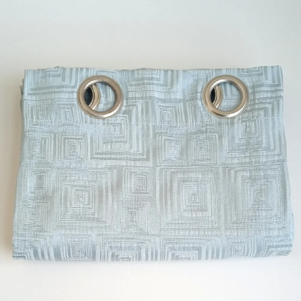 Light Aqua Blue Semi Sheen Mid Century Modern Curtain Panel 50